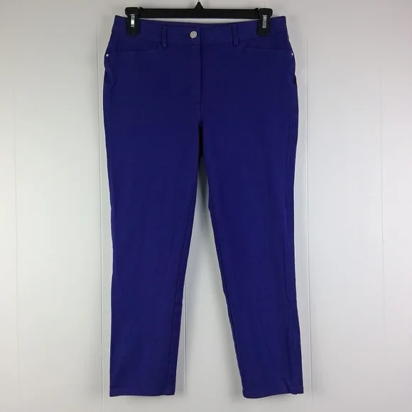 Chico's So Slimming Purple Stretchy Cropped Ankle Jeans 10 Capri - Picture 1 of 7
